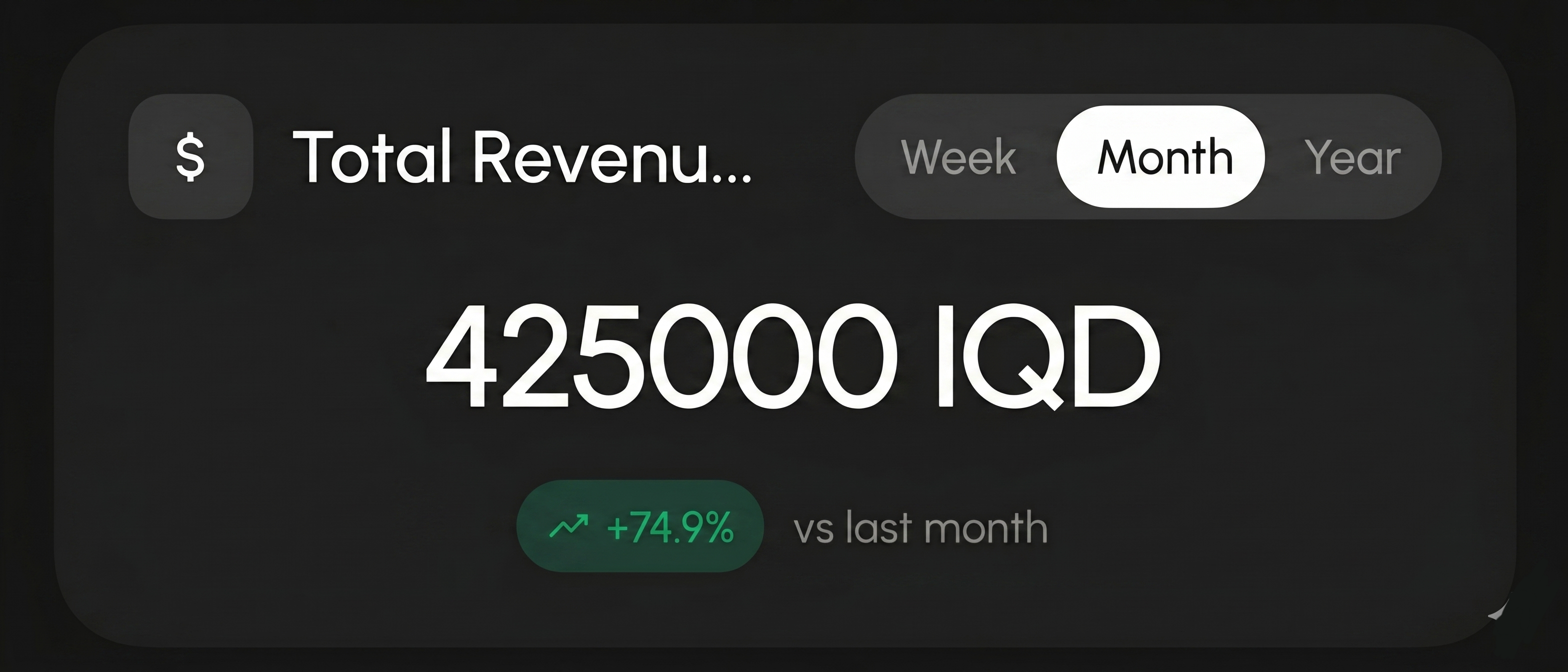 Revenue tracking dashboard mockup