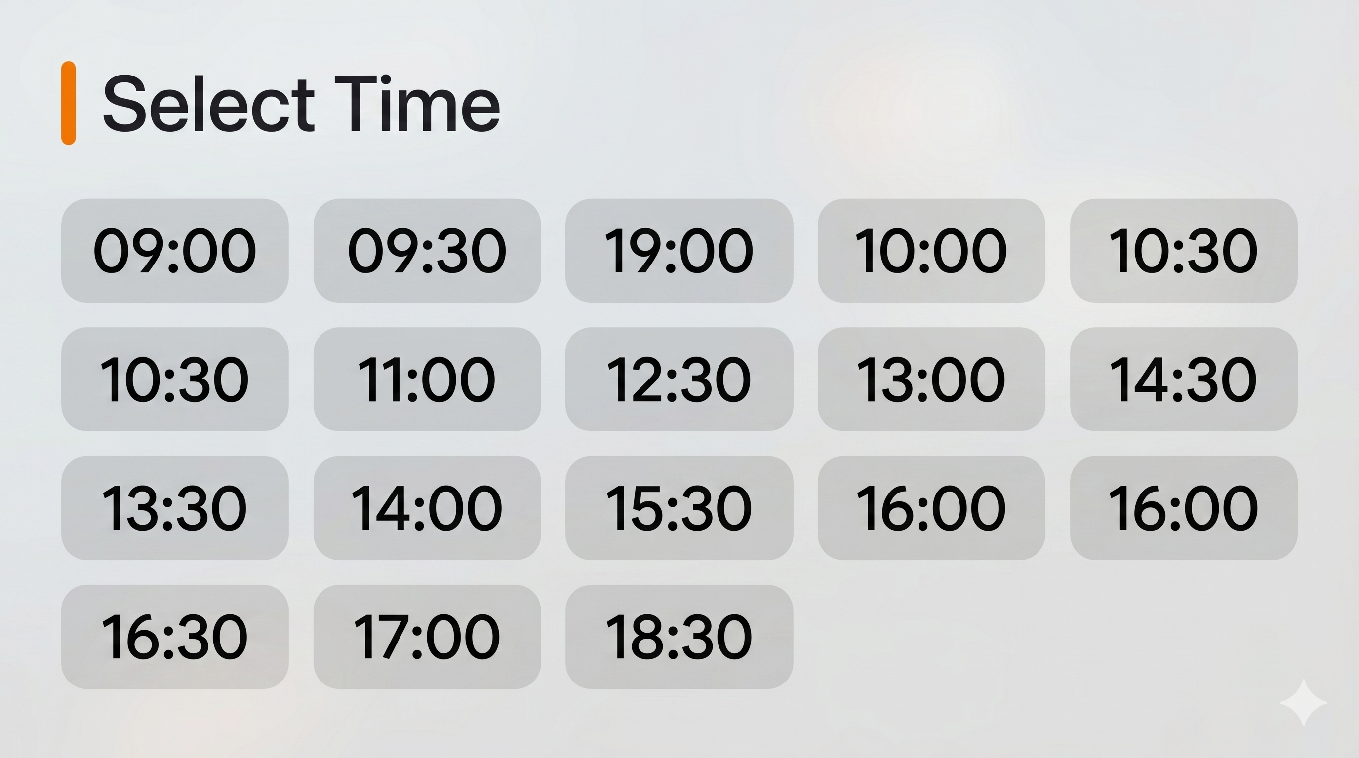 Calendar UI mockup showing available slots